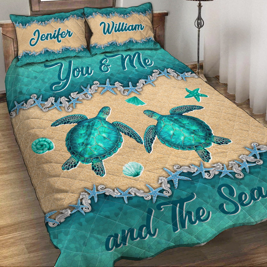 Salty Lil' Beach - Personalized Turtle Quilt Set