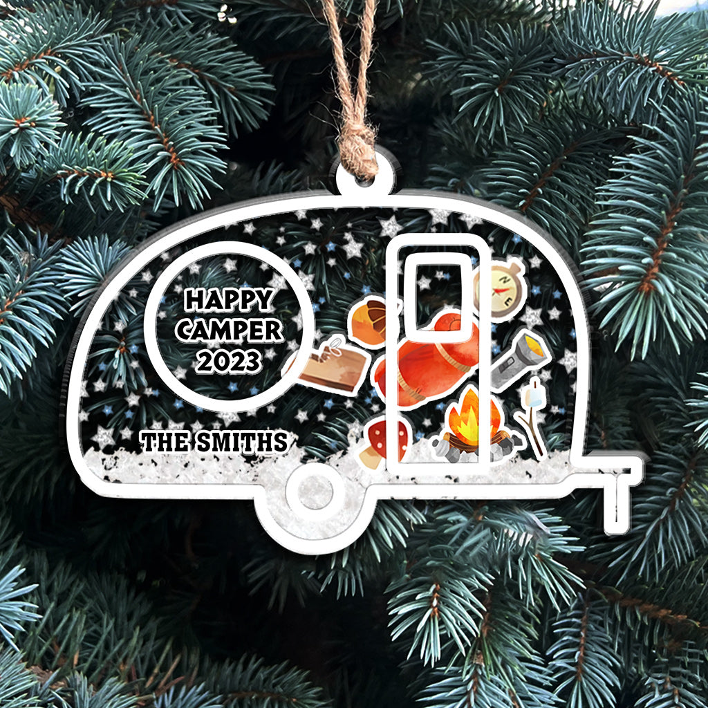 Happy Campers Merry Christmas - Personalized Camping 3 Layered Shaker Ornament