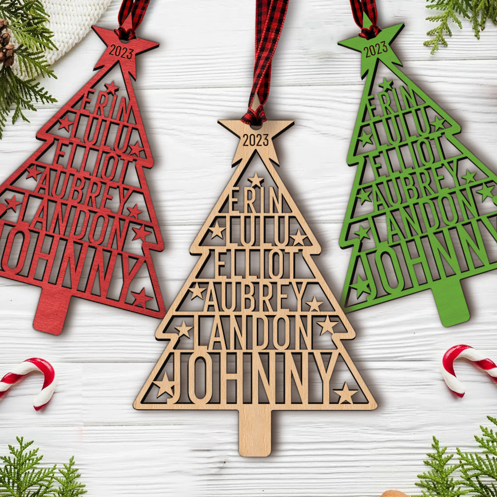 Family Name Christmas Tree - Personalized Family Ornament