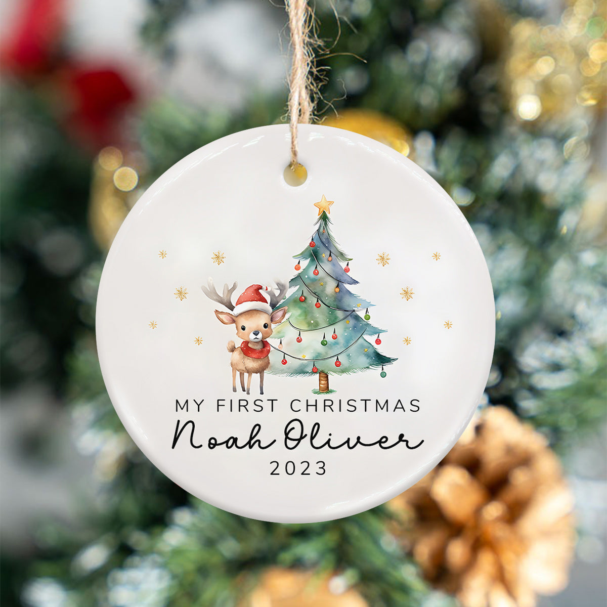 Baby First Christmas - Personalized Kid Ceramic Circle Ornament