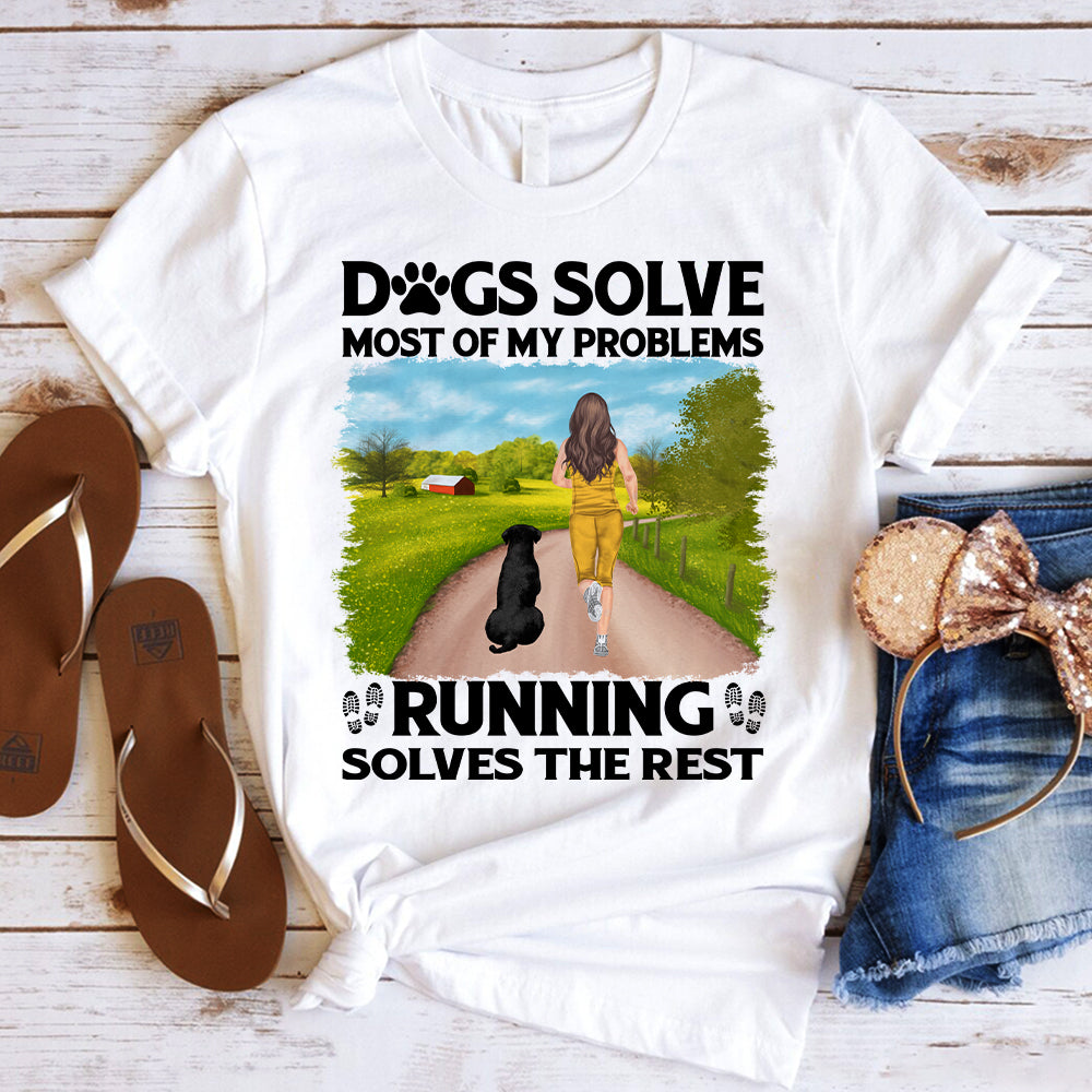 Dogs And Running Solve My Problems - Personalized Running T-shirt & Hoodie