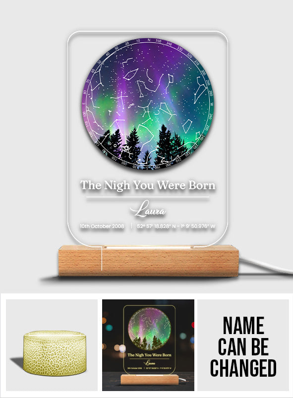 The Day You Were Born - Personalized Birthday Shaped Plaque Light Base