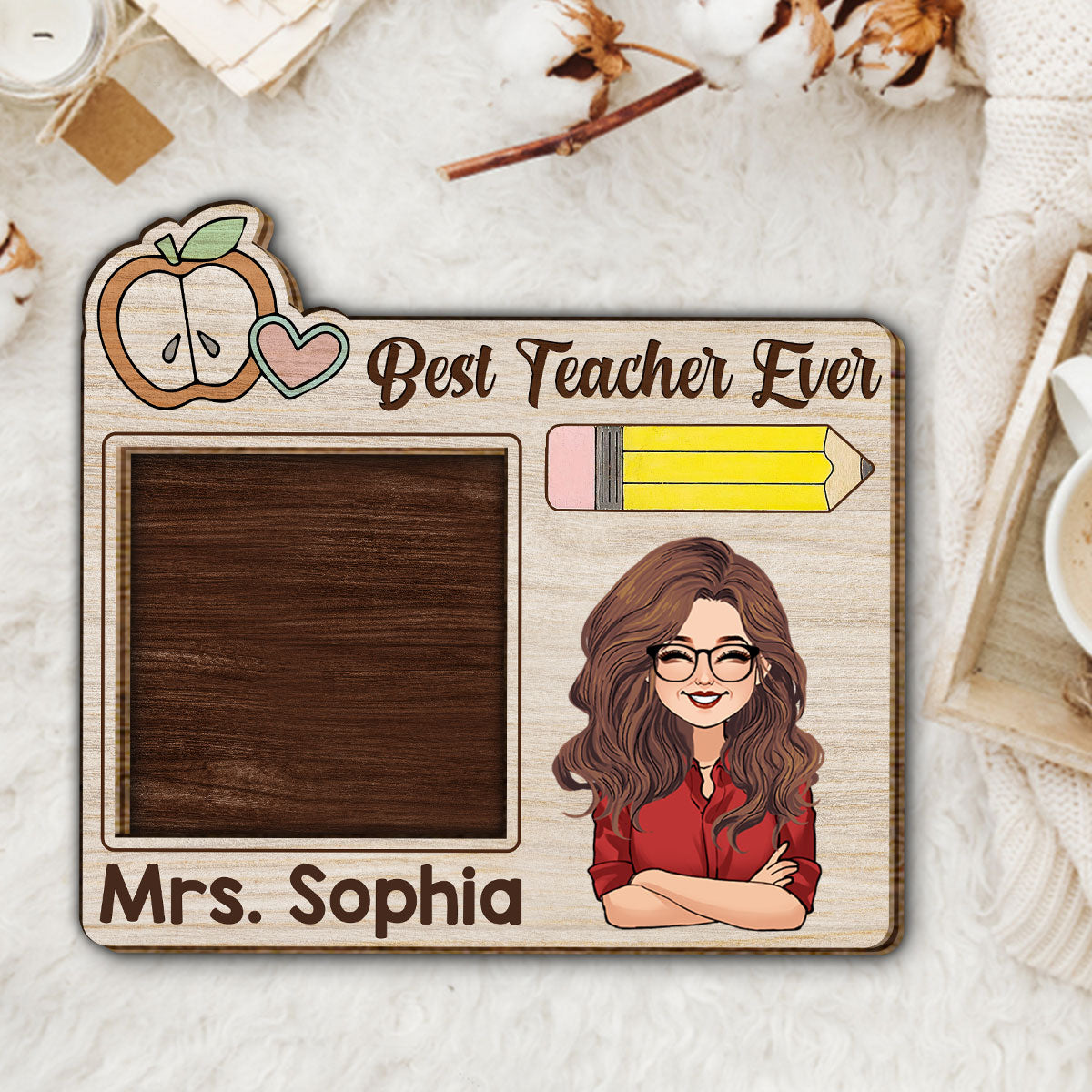 Best Teacher Ever - Personalized Teacher 2 Layered Wood Sign