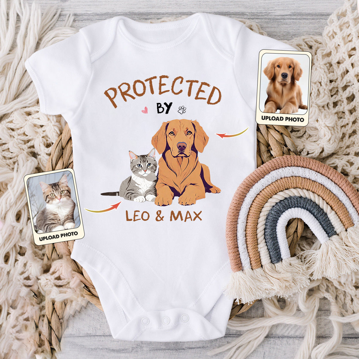 Custom Cartoonized Pet Photo - Gift for Newborn - Personalized Baby Onesie