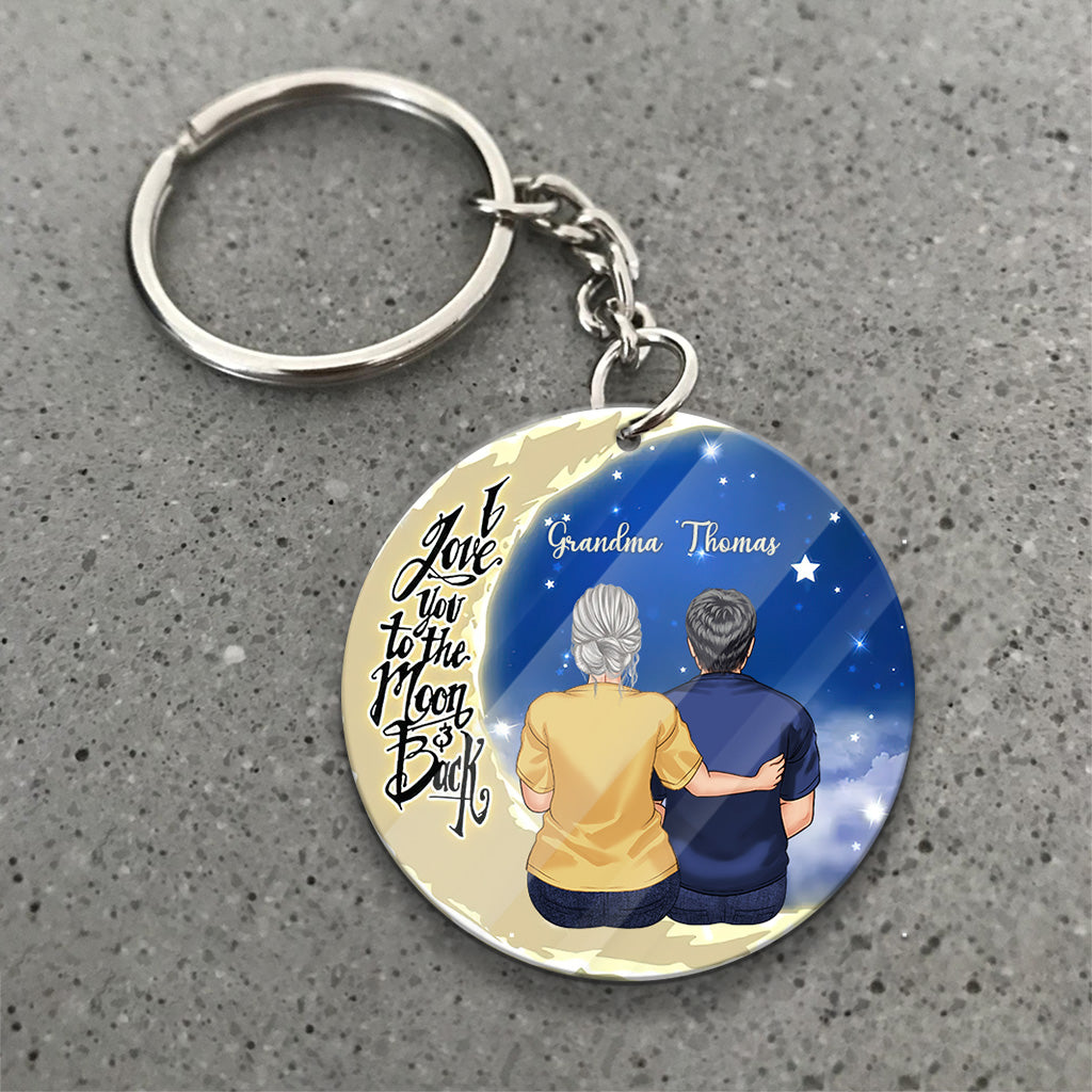 To The Moon And Back - Gift for grandma, mom, dad, grandpa - Personalized Keychain