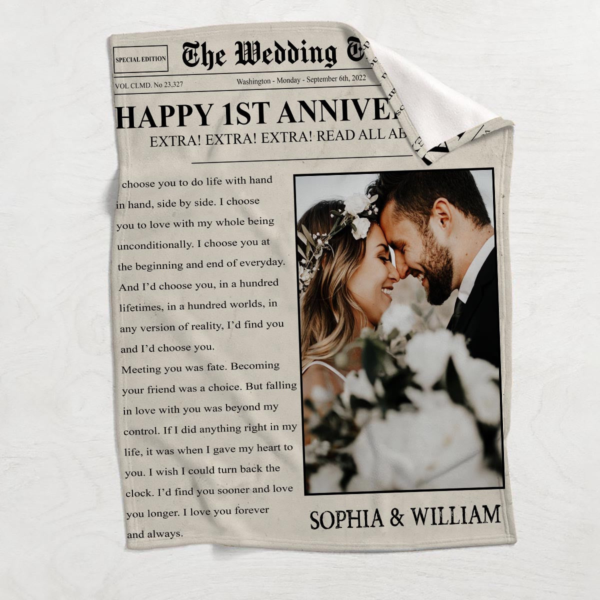 Happy Anniversary The Wedding Times Newspaper - Personalized Husband And Wife Blanket