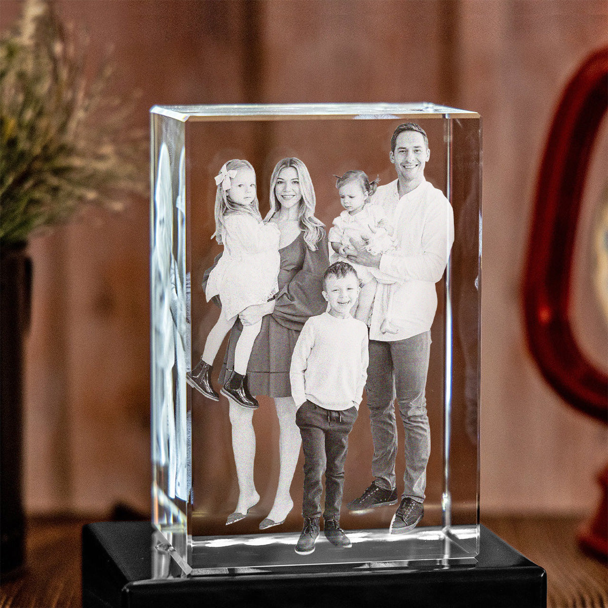 Custom Photo - Personalized Family Laser Engraving 3D Cuboid Shaped Crystal Lamp