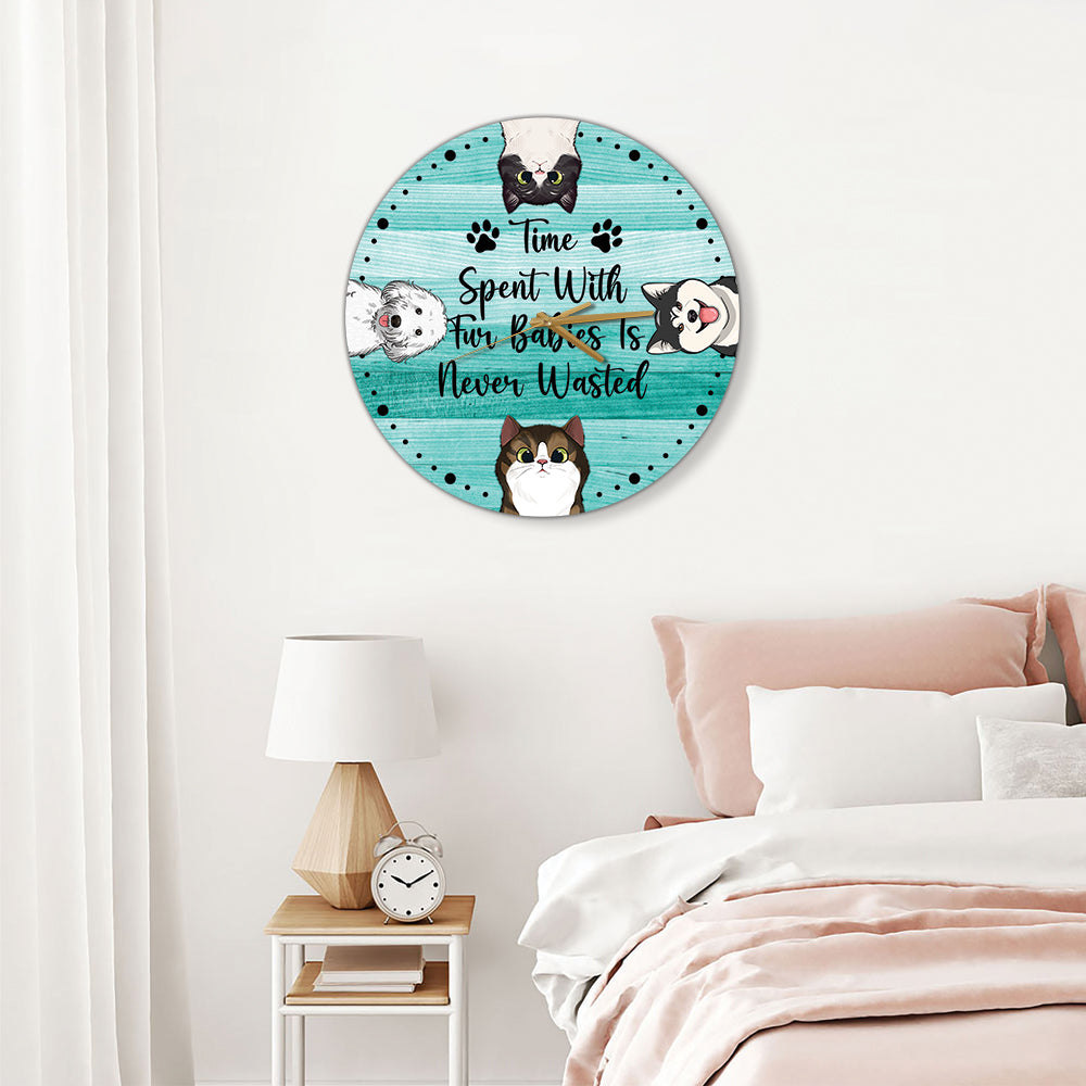 Time Spent With Cat - Personalized Cat Wall Clock