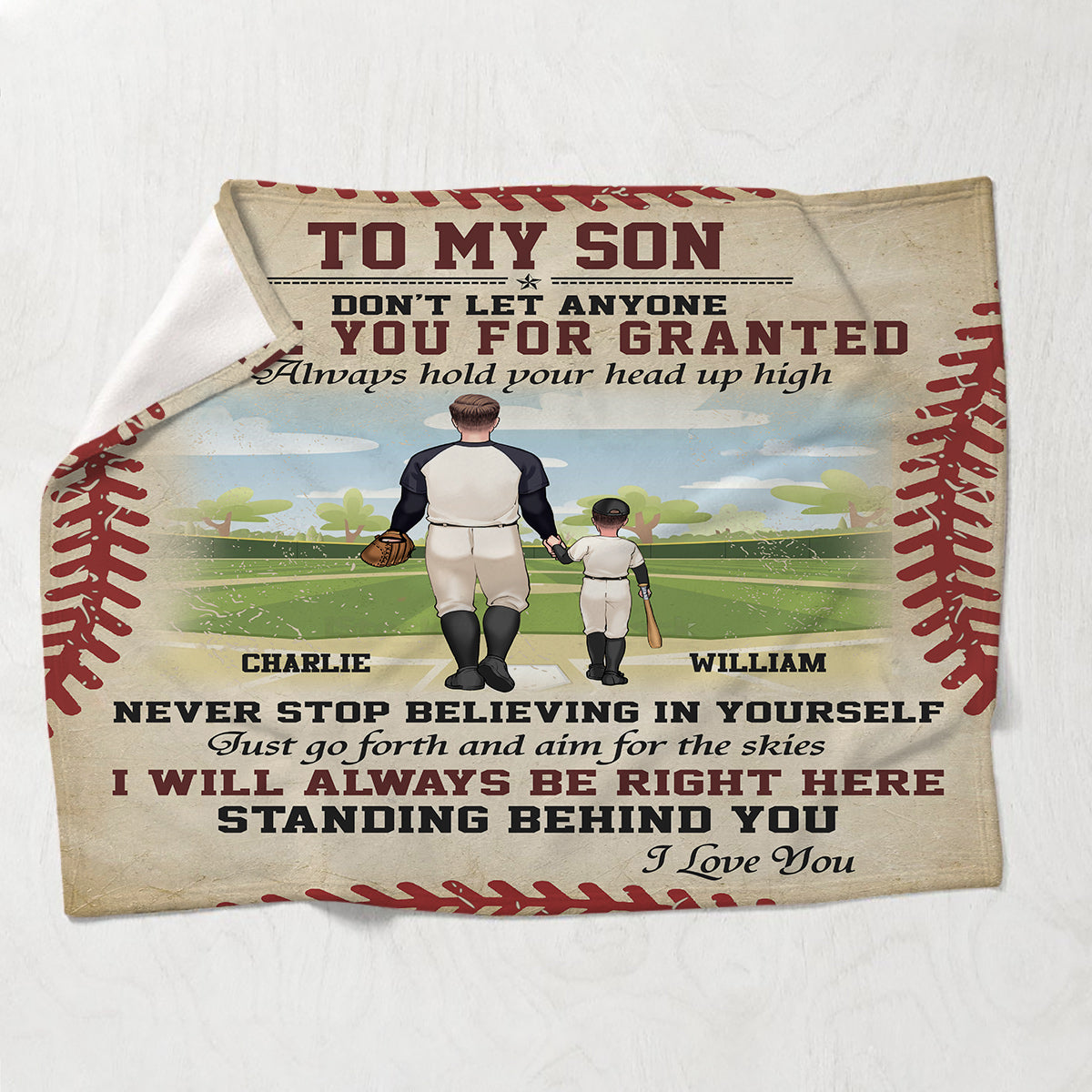 I Will Always Be Right Here - Personalized Baseball Blanket