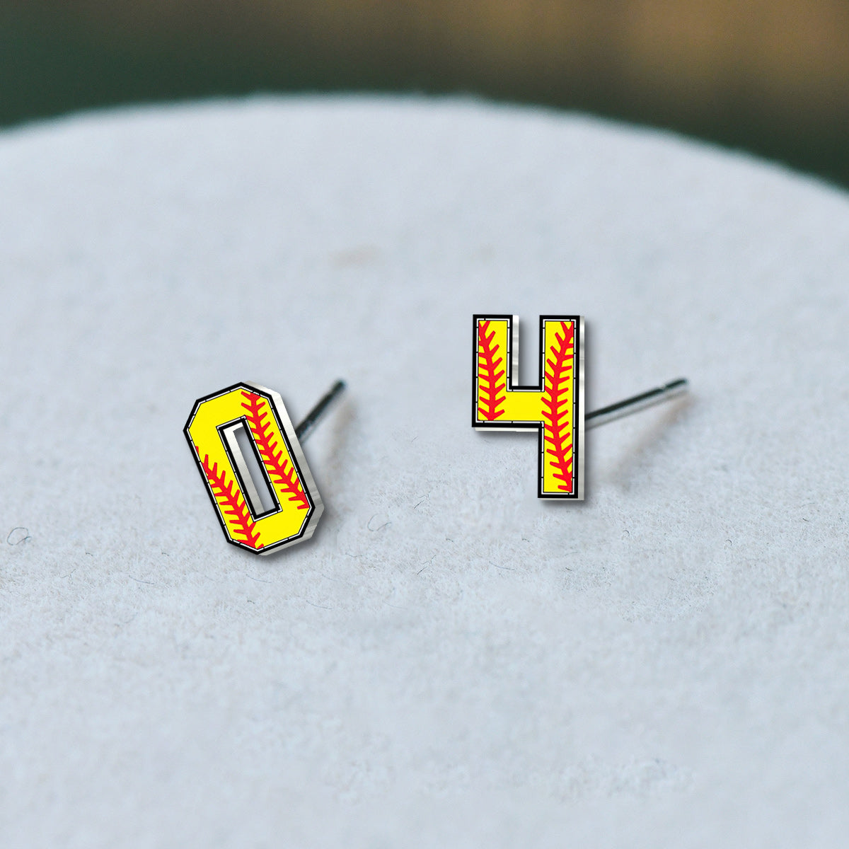 Softball Lovers Player's Number - Personalized Softball Stud Earrings