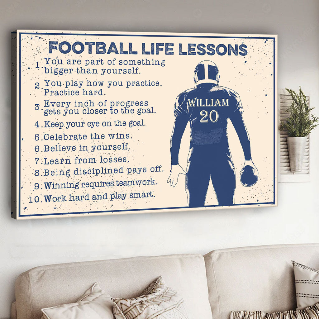 Football Life Lesson - Personalized Football Canvas And Poster