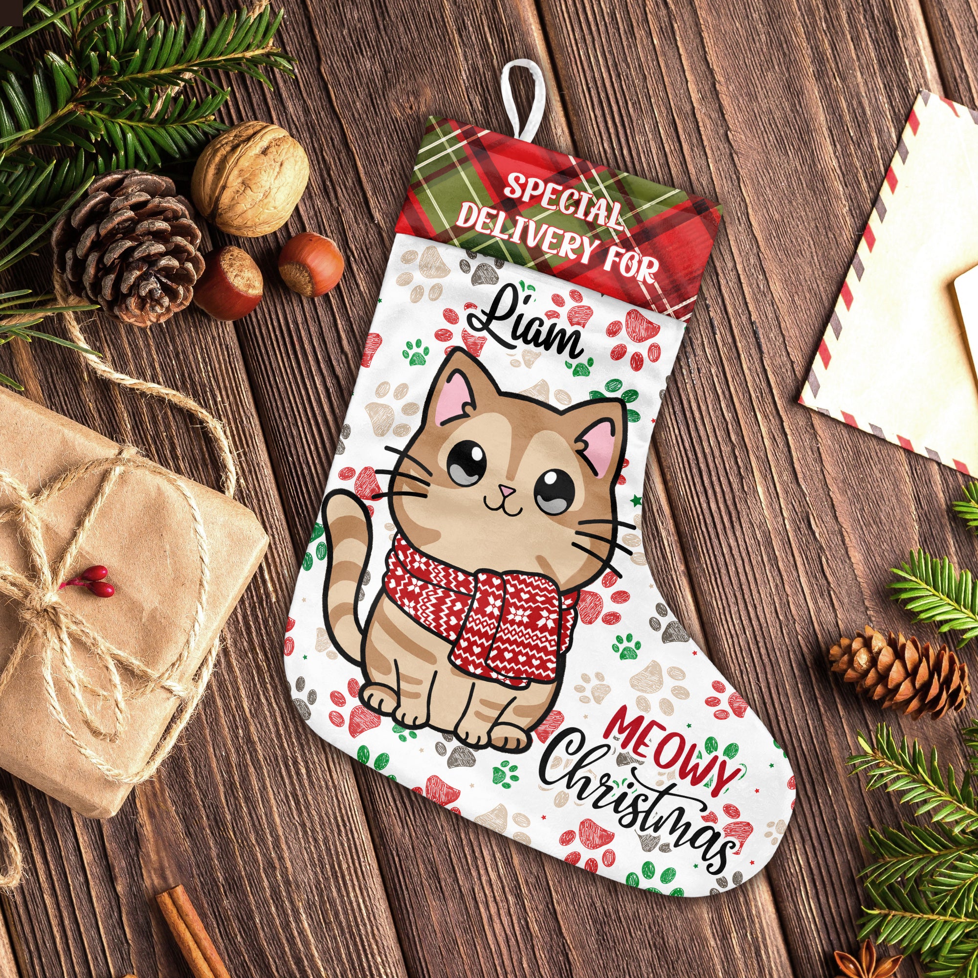 Meowy Christmas - Personalized Cat Christmas Stockings