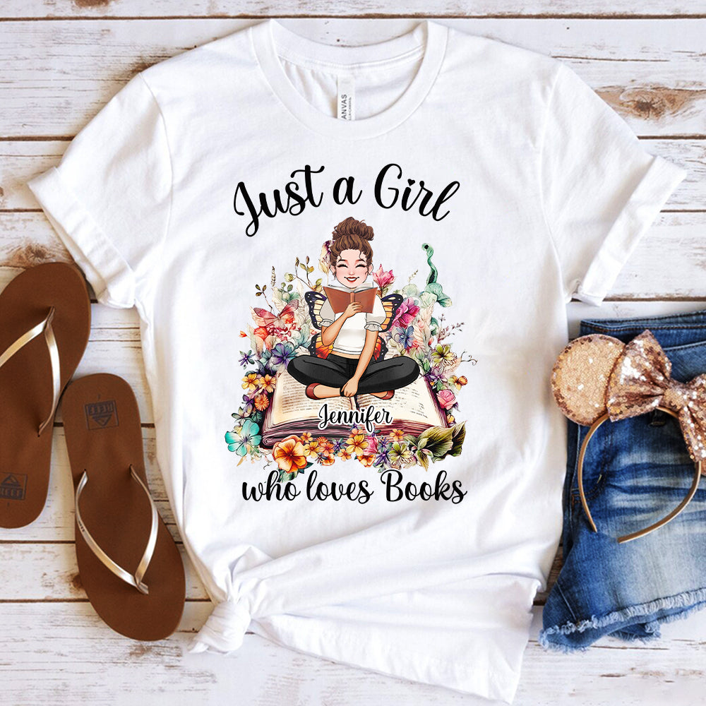 Just A Girl Who Loves Books - Personalized Book T-shirt