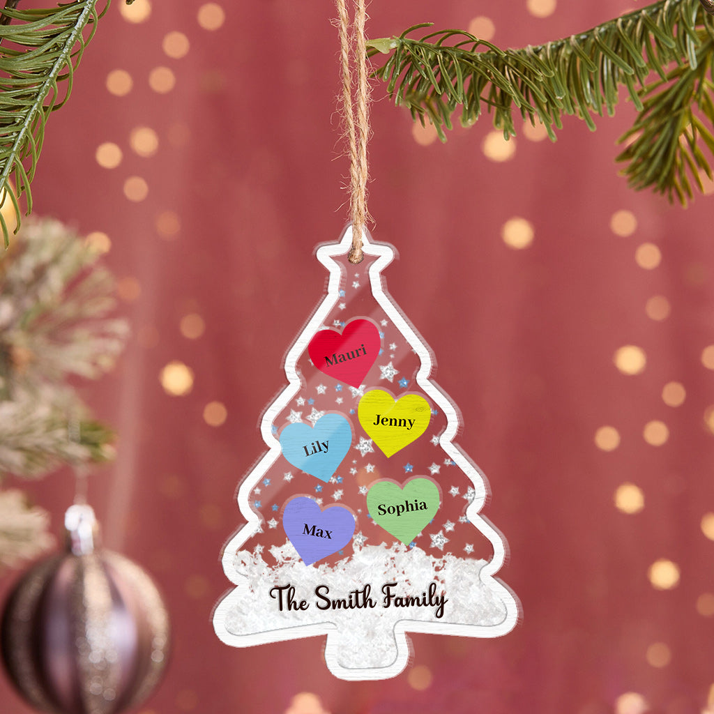 Family Love Christmas - Personalized Family 3 Layered Shaker Ornament