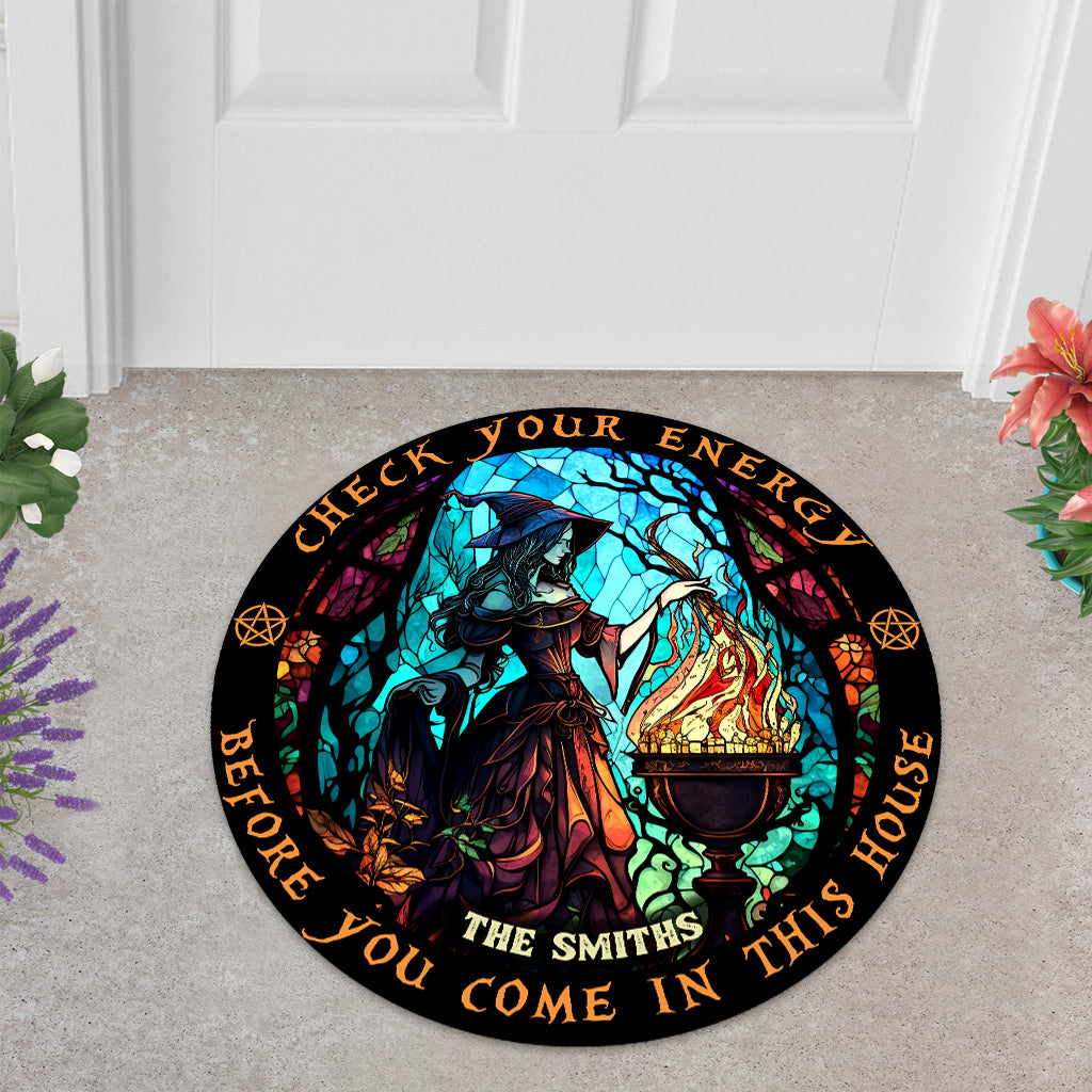 Check Ya Energy - Personalized Witch Shaped Doormat