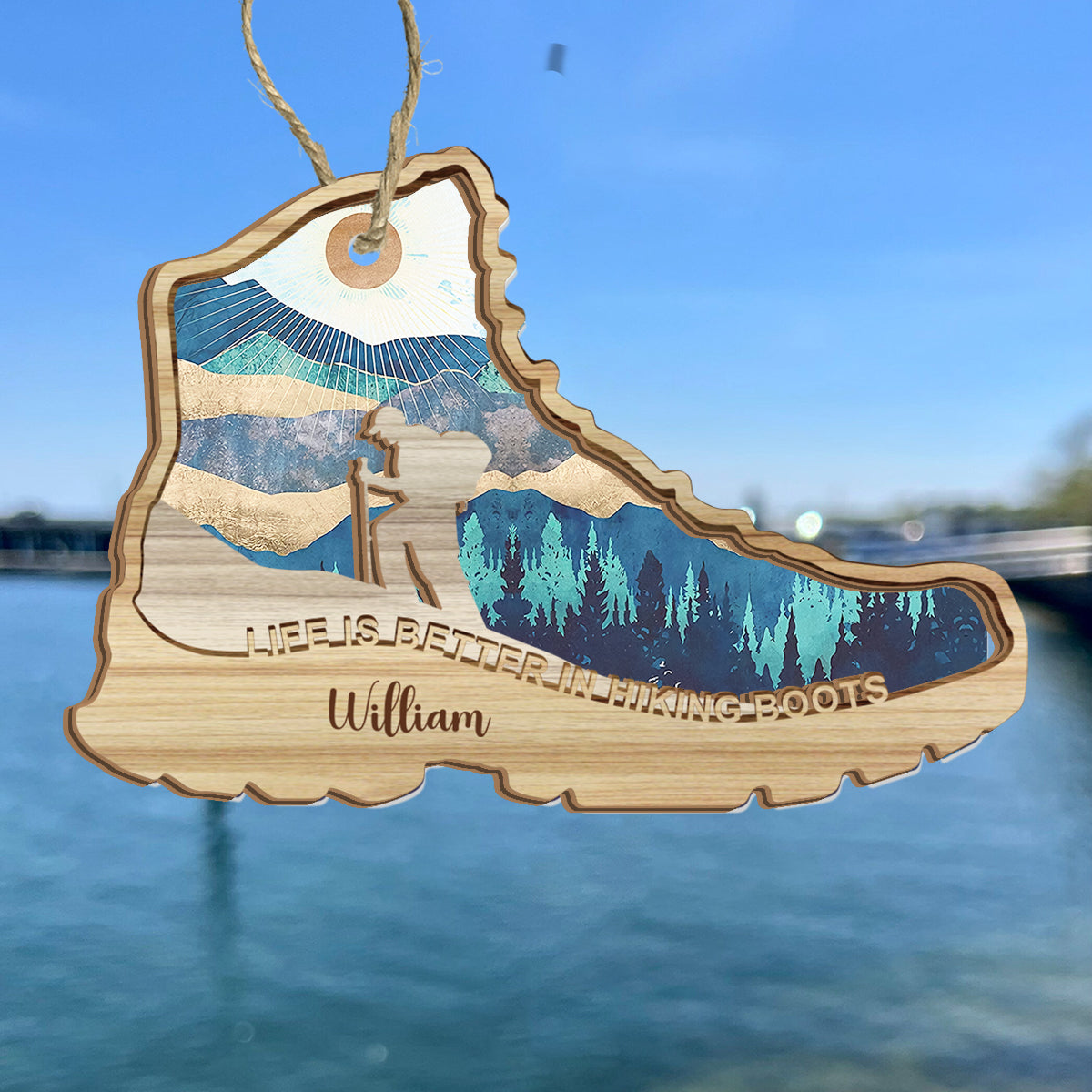 Discover Life Is Better In Hiking Boots - Personalized Hiking Suncatcher Ornament