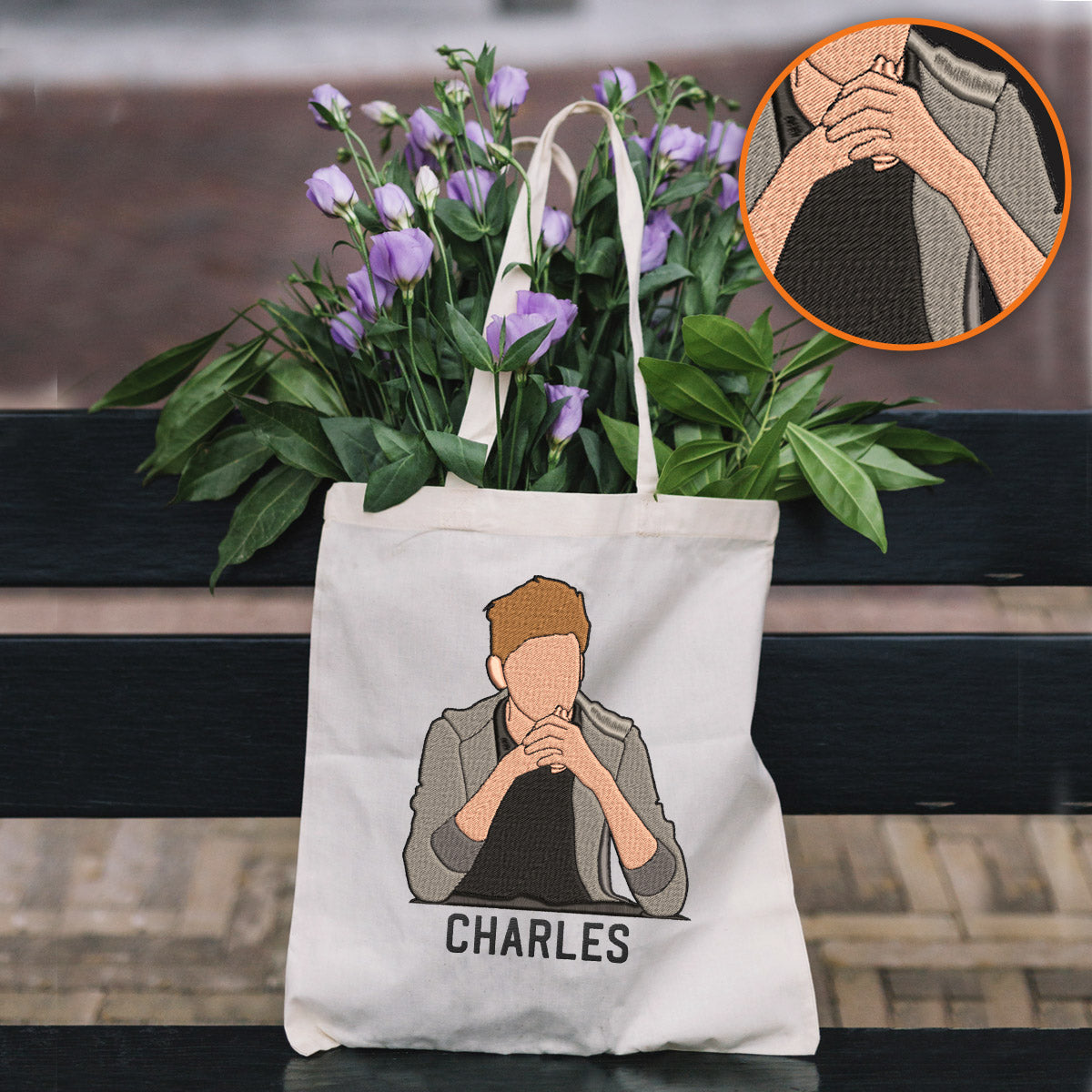 Custom 2D Photo - Personalized Uncle Embroidered Tote Bag