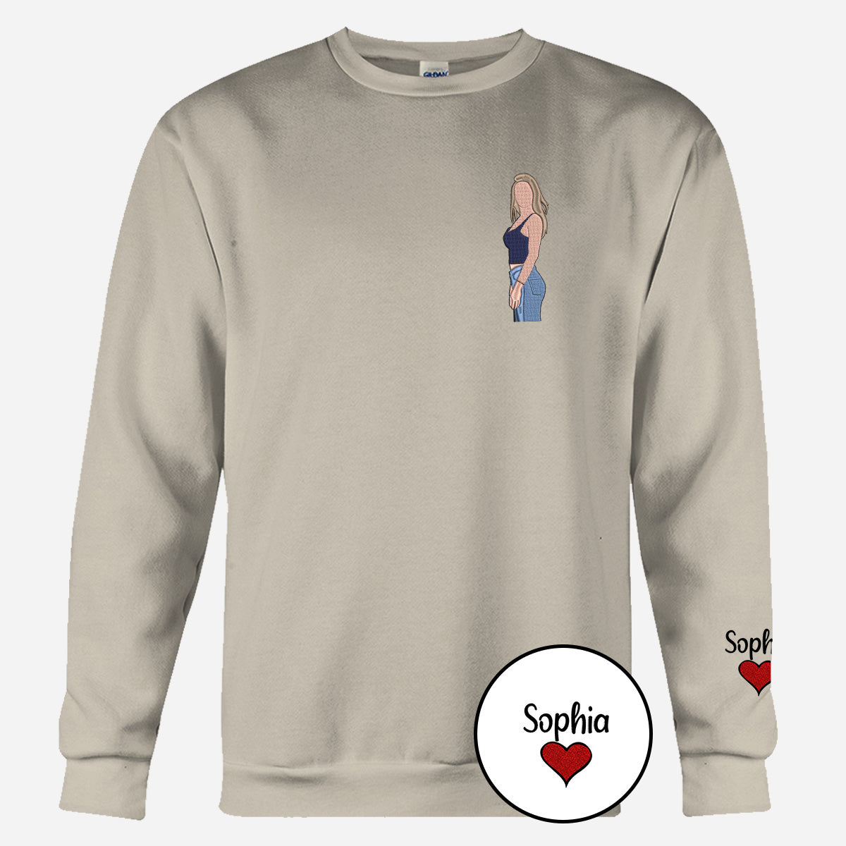 Custom 2D Photo - Personalized Sibling Embroidered Sweater