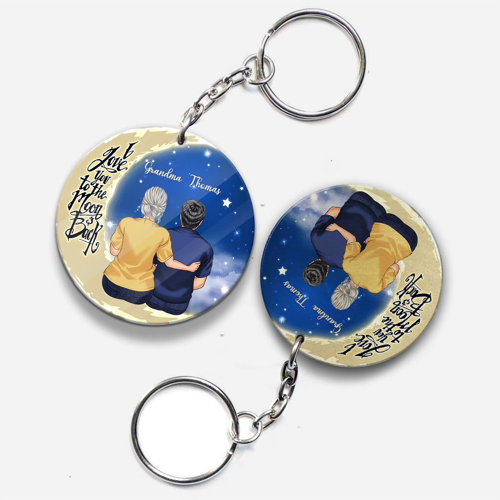 To The Moon And Back - Gift for grandma, mom, dad, grandpa - Personalized Keychain