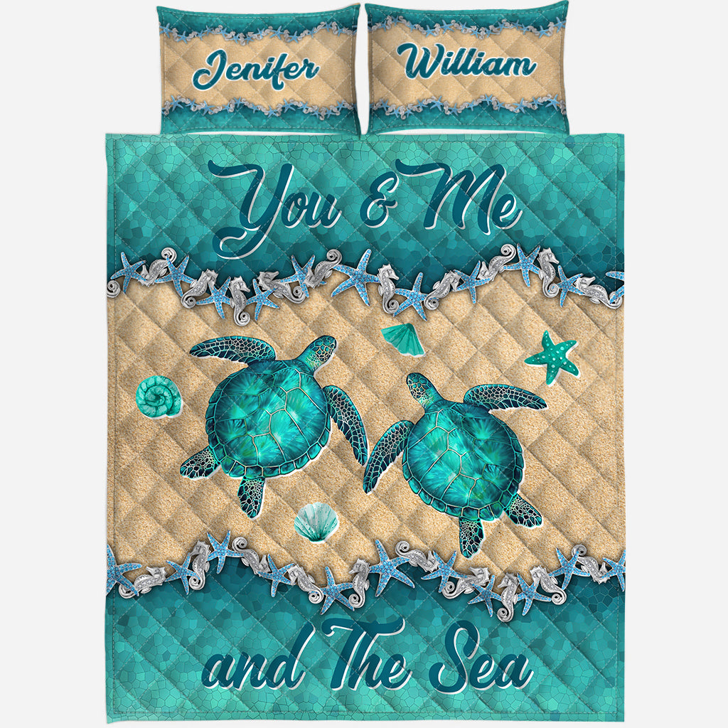 Salty Lil' Beach - Personalized Turtle Quilt Set