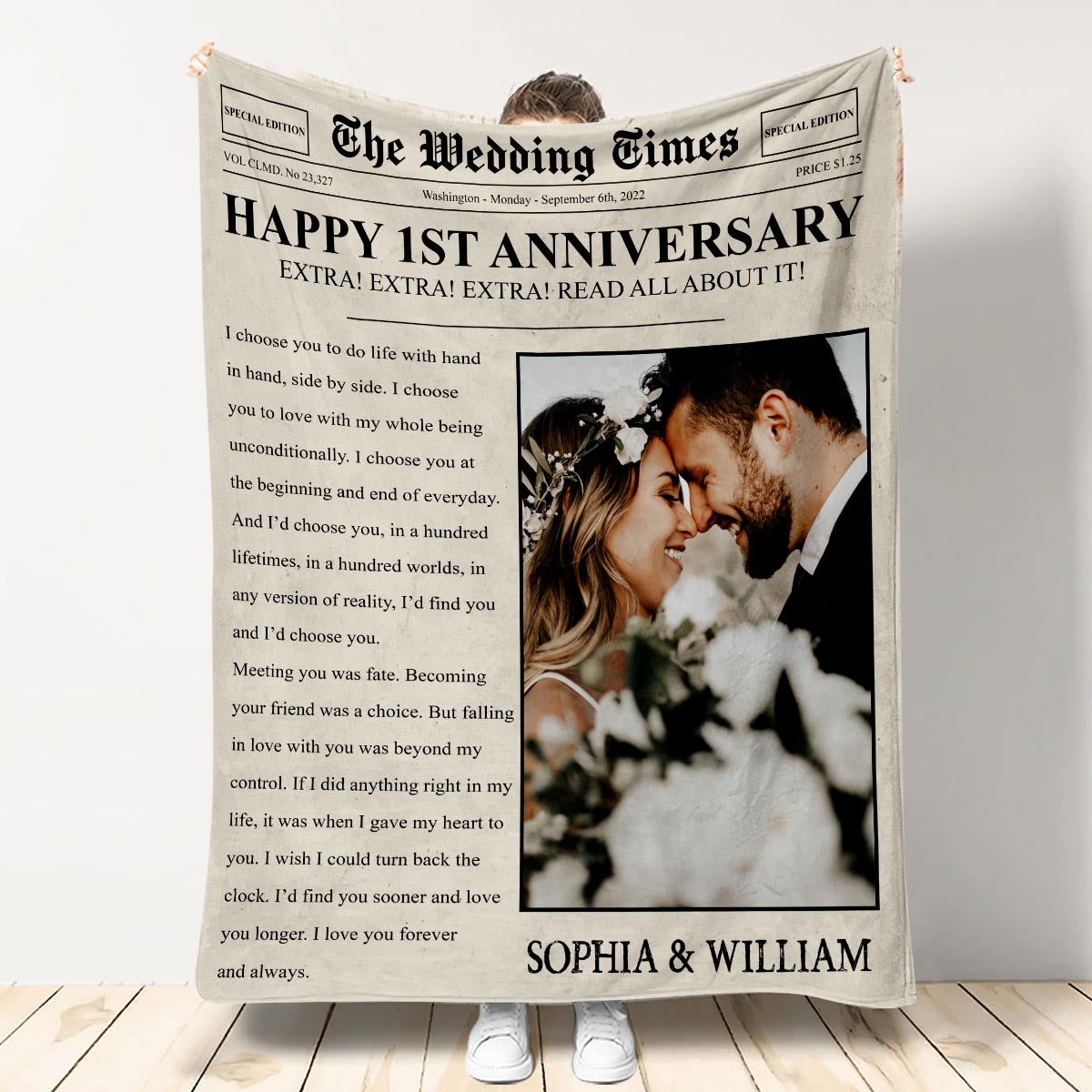 Happy Anniversary The Wedding Times Newspaper - Personalized Husband And Wife Blanket