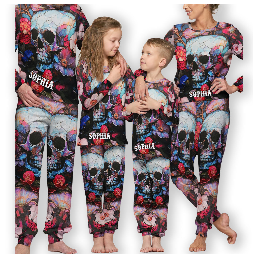 Floral Skull - Personalized Skull Pajamas Set