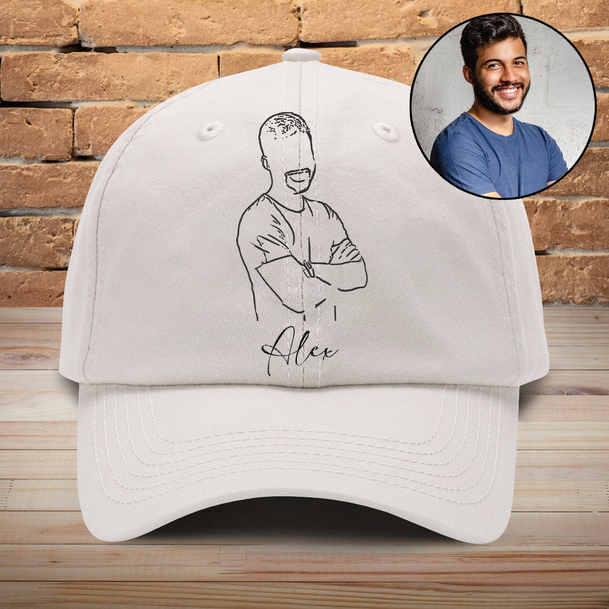 Custom Photo - Personalized Grandson Embroidered Classic Cap