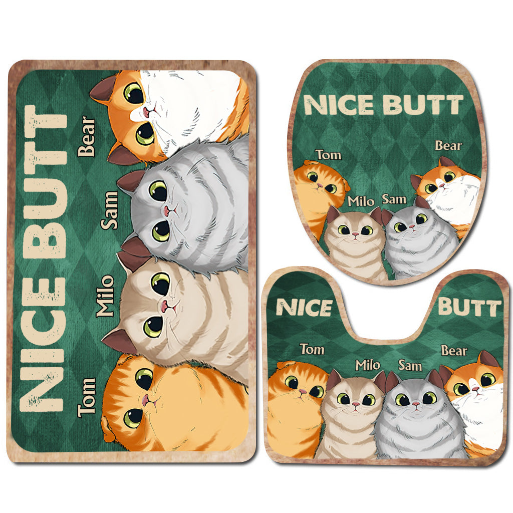 Nice butt Shower - Dog gift for dog lover, cat lover - Personalized Bathroom Mats Set