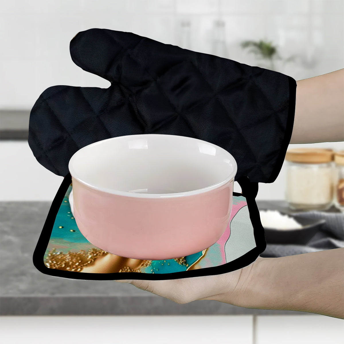 Love Baking - Personalized Baking Oven Mitts & Pot Holder Set