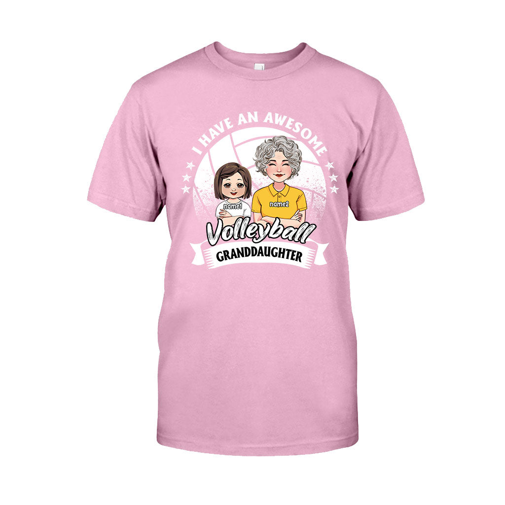 Awesome Volleyball Granddaughter - Personalized Volleyball T-shirt And Hoodie