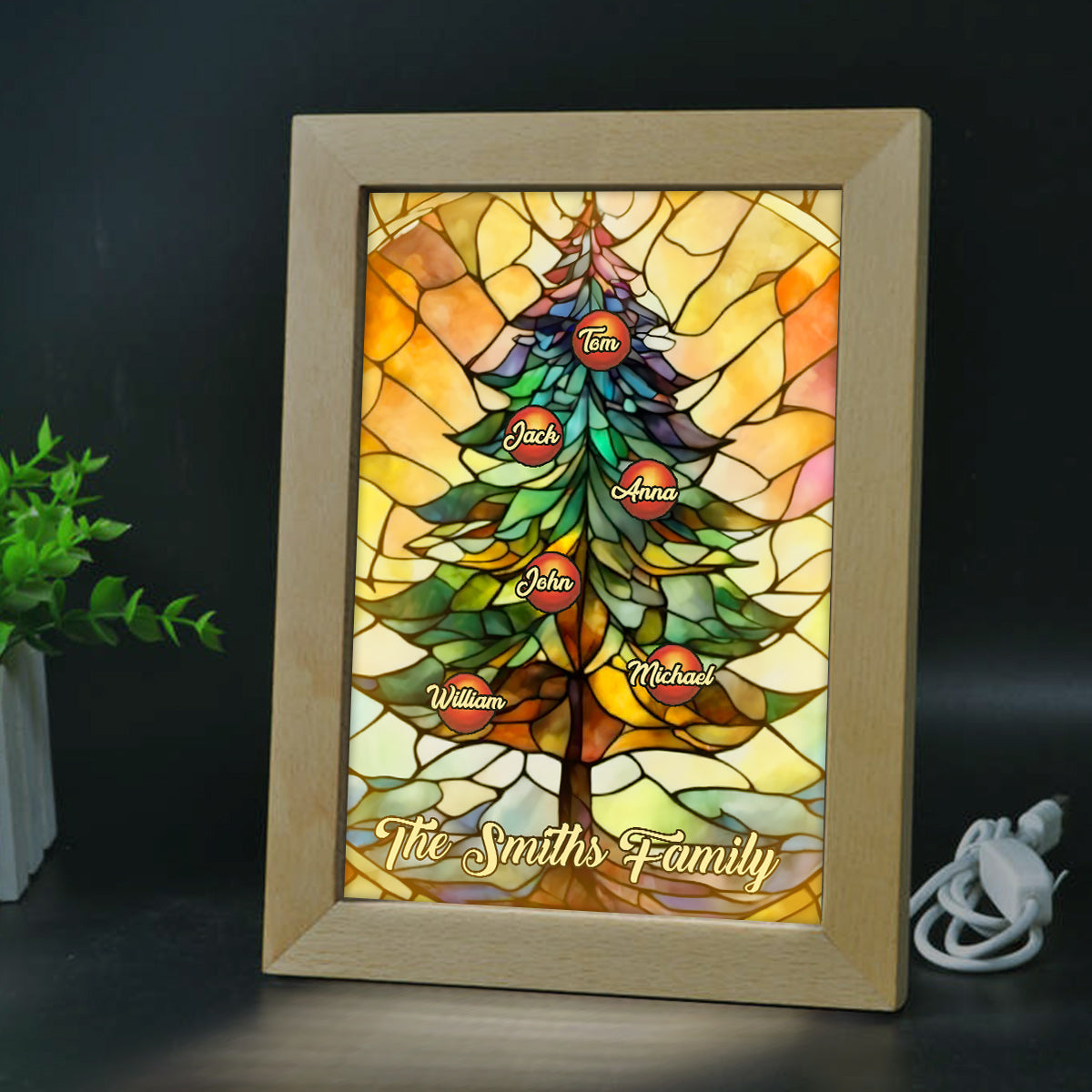 Family Christmas Tree - Personalized Family Light Photo Frame