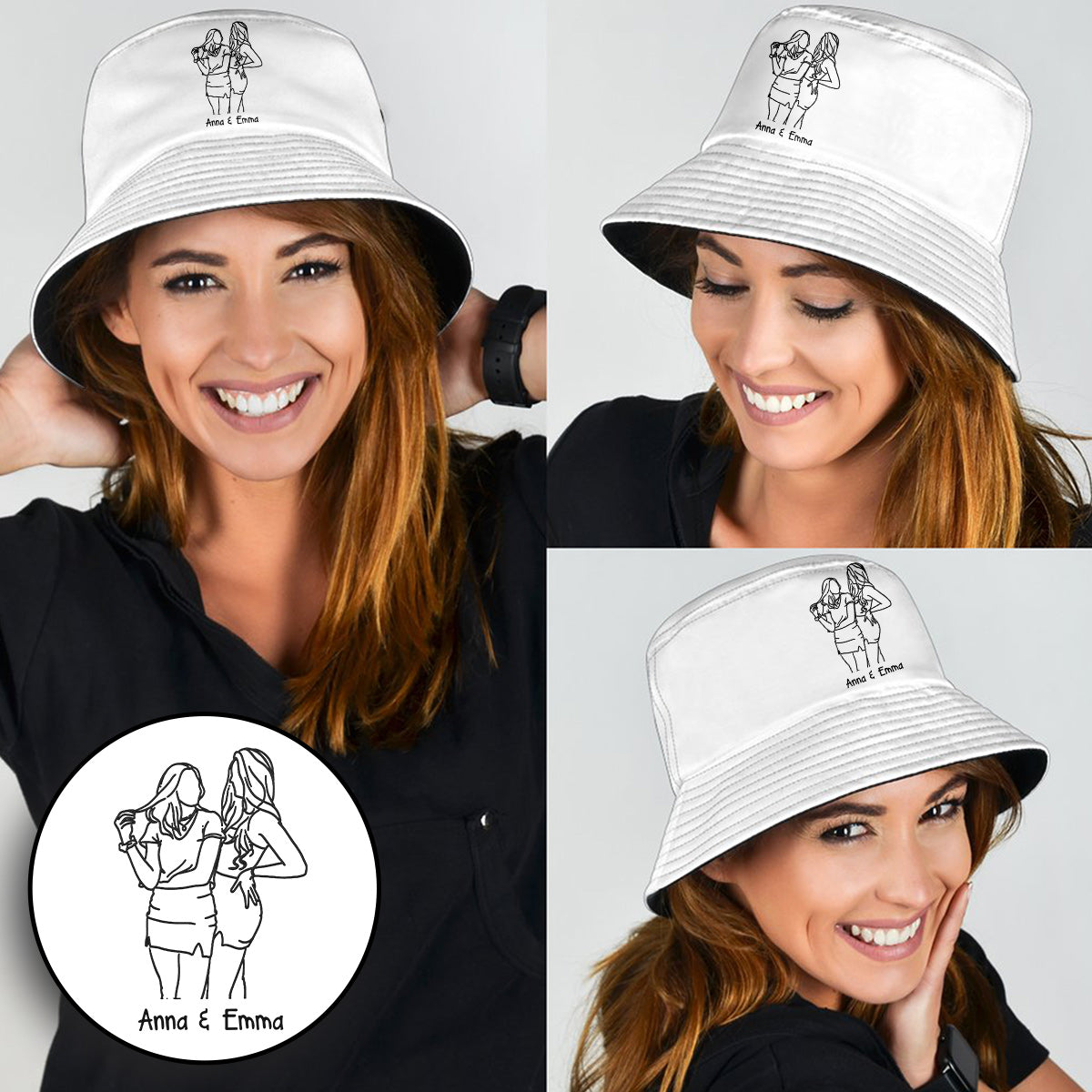 Custom Photo - Personalized Aunt Embroidered Bucket Hat