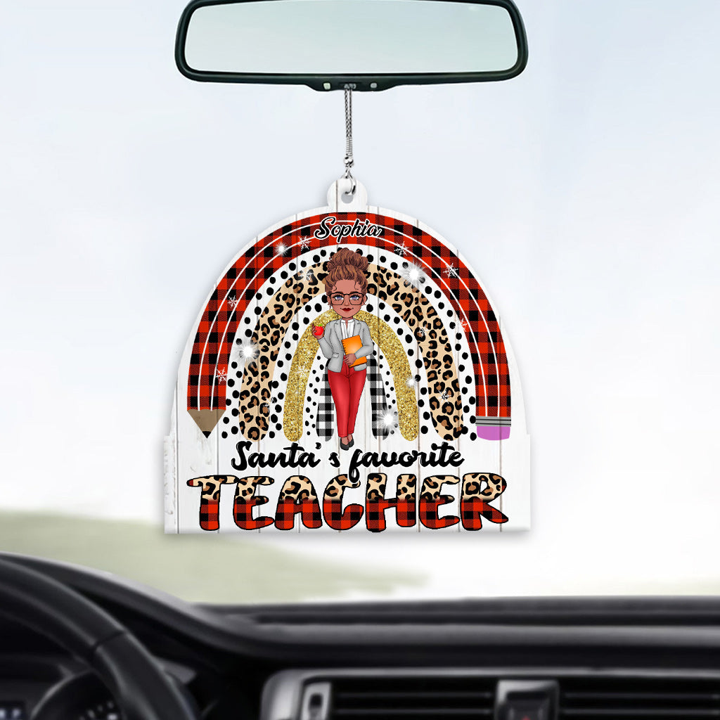 Santa's Favorite Teacher - Personalized Teacher Acrylic Car Hanger