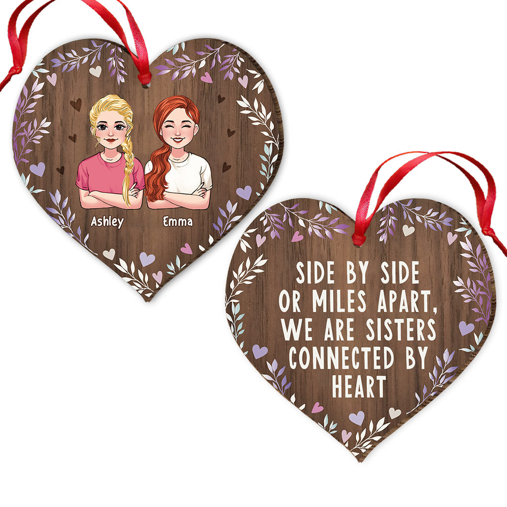 Sisters Connected By Heart - Personalized Sister Ornament