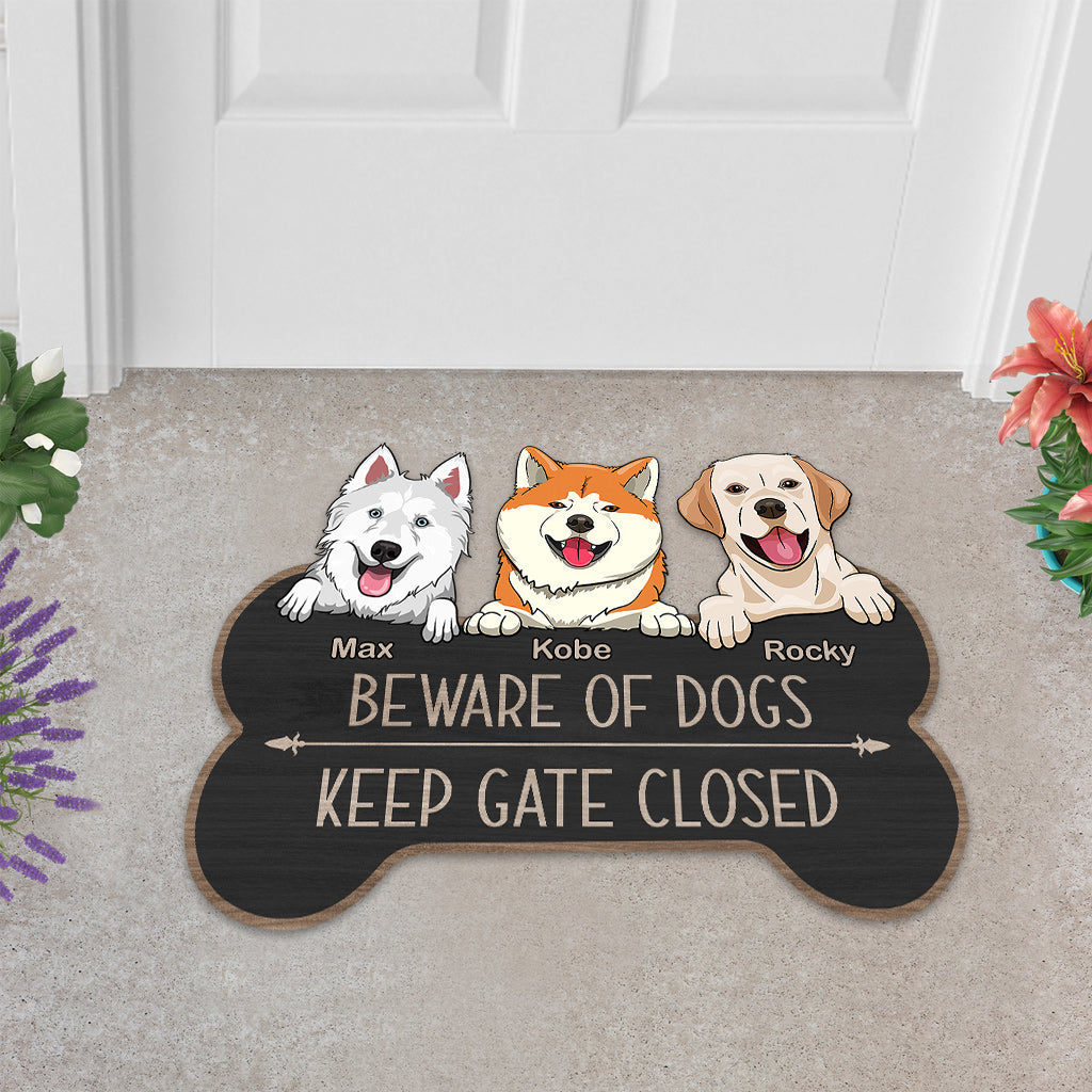 Beware Of The Dog - Personalized Dog Shaped Doormat