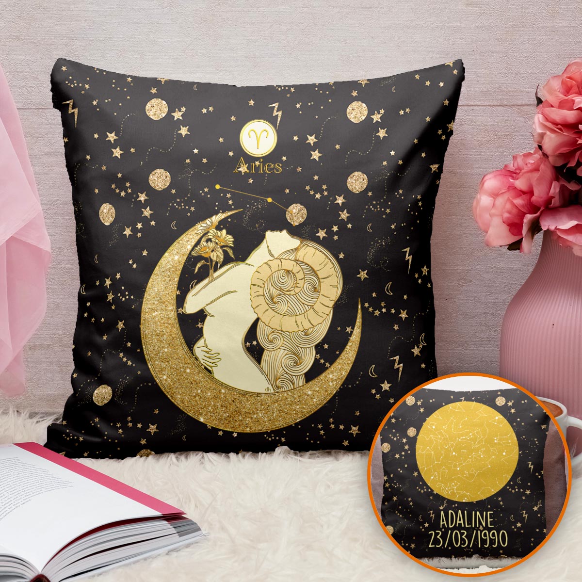 Zodiac Sign - Personalized Horoscope Throw Pillow