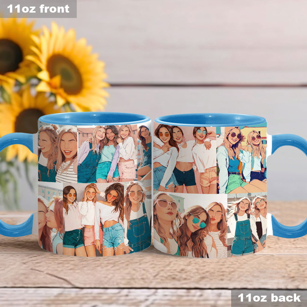 2D Flat Photo Collages - Gift for friend - Personalized Accent Mug