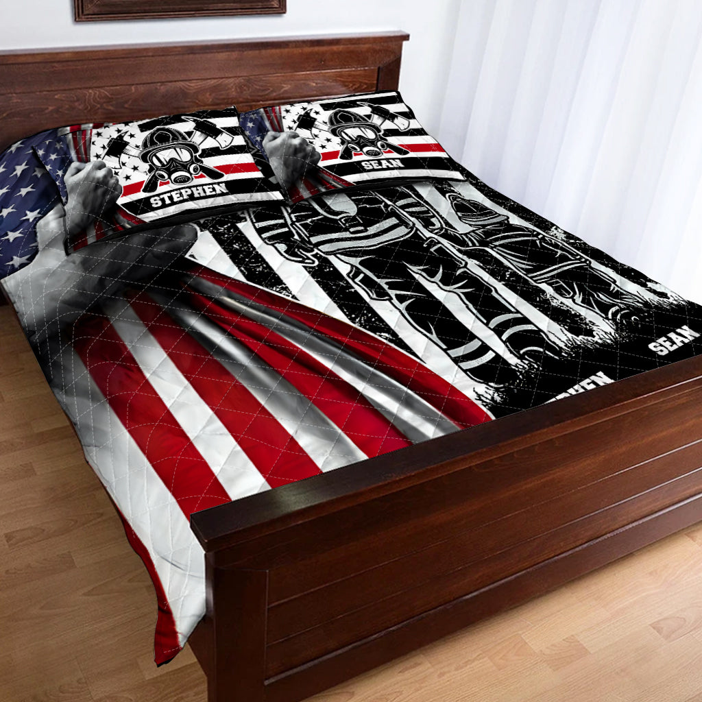 The Hero - Personalized Firefighter Quilt Set