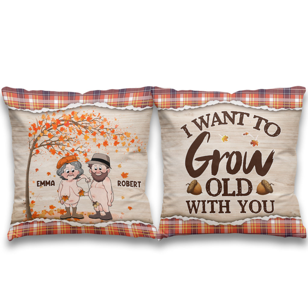 I Want To Grow Old With You - Personalized Couple Throw Pillow