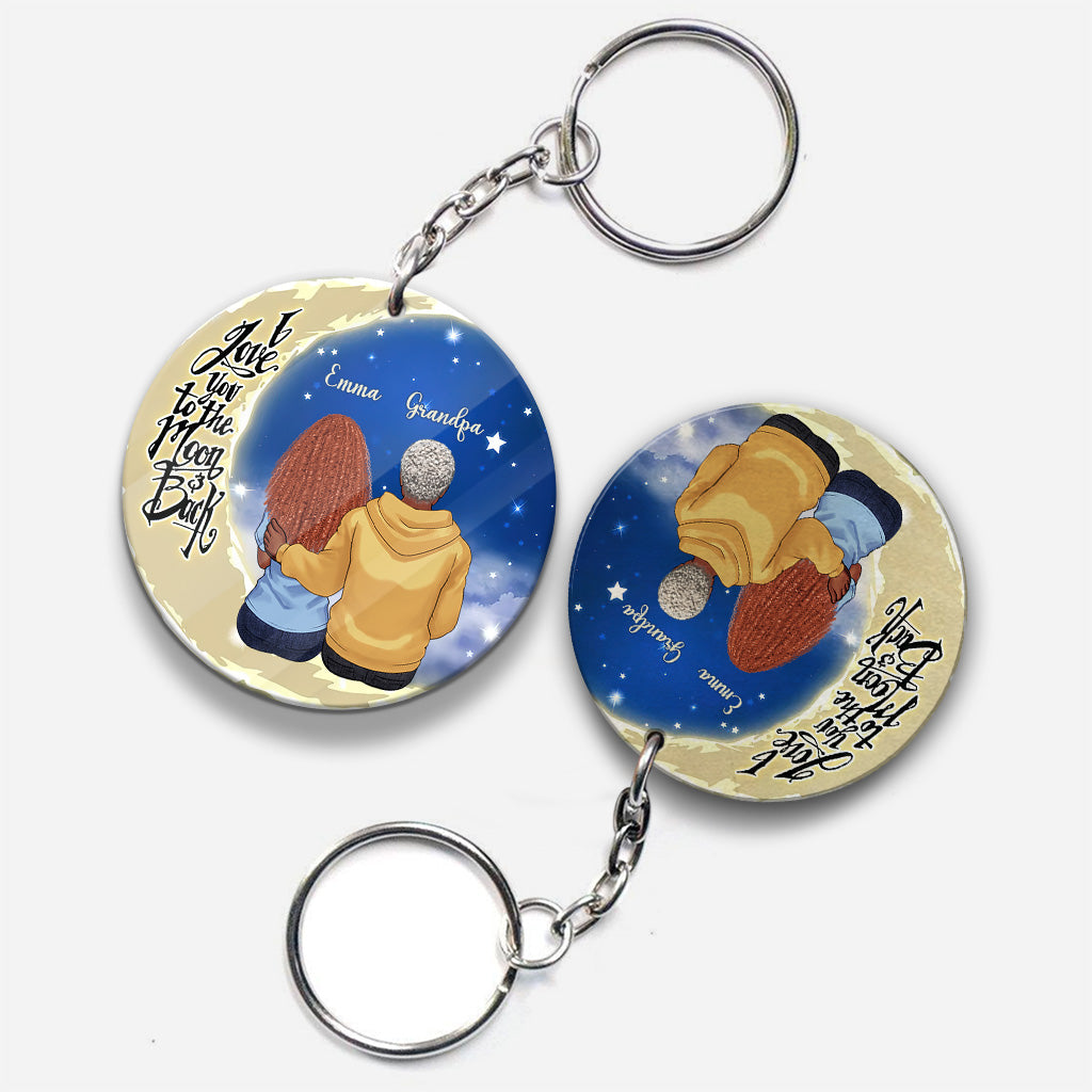 To The Moon And Back - Gift for grandma, mom, dad, grandpa - Personalized Keychain