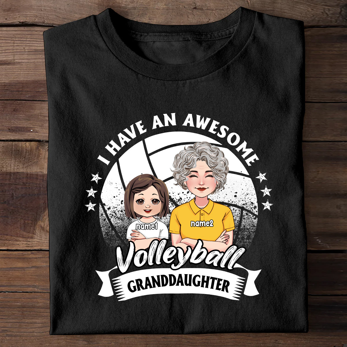 Awesome Volleyball Granddaughter - Personalized Volleyball T-shirt And Hoodie