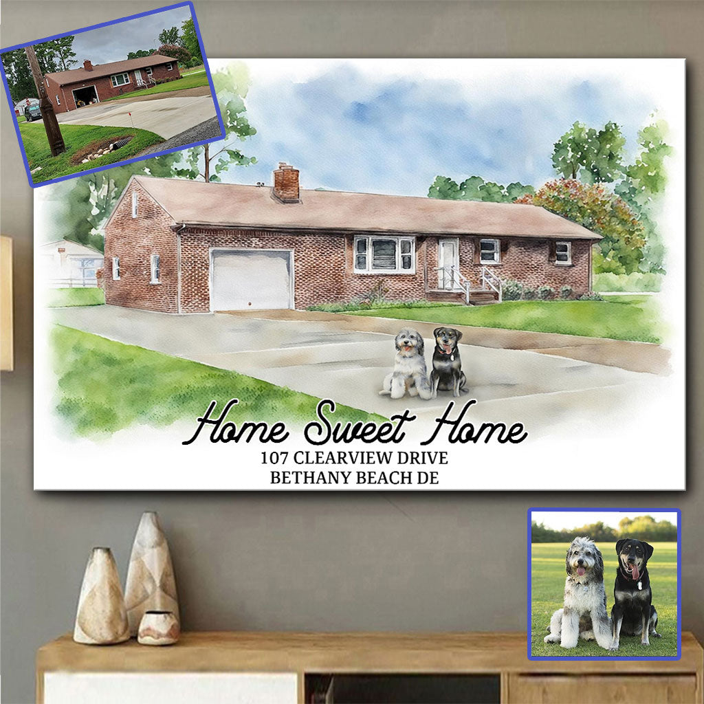 Home Sweet Home - Personalized Housewarming Canvas And Poster