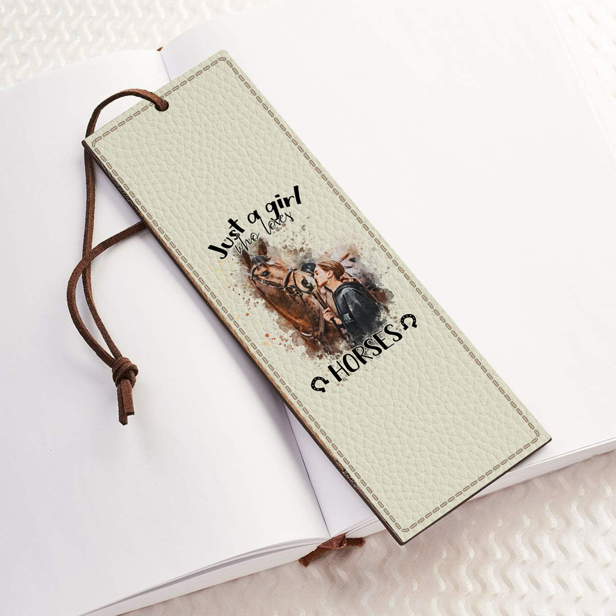 Just A Girl Who Loves Horses - Personalized Horse Leather Bookmark