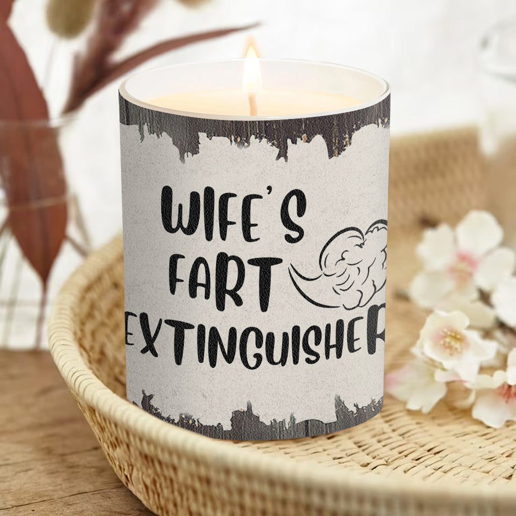 Fart Extinguisher - Gift for dad, grandma, grandpa, mom, uncle, aunt, son, daughter, brother, sister, granddaughter, grandson, husband, wife, boyfriend, girlfriend, friend - Personalized Candle With Wooden Lid