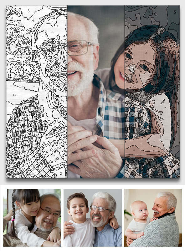 Custom Photo - Personalized Grandpa Paint By Numbers Kit