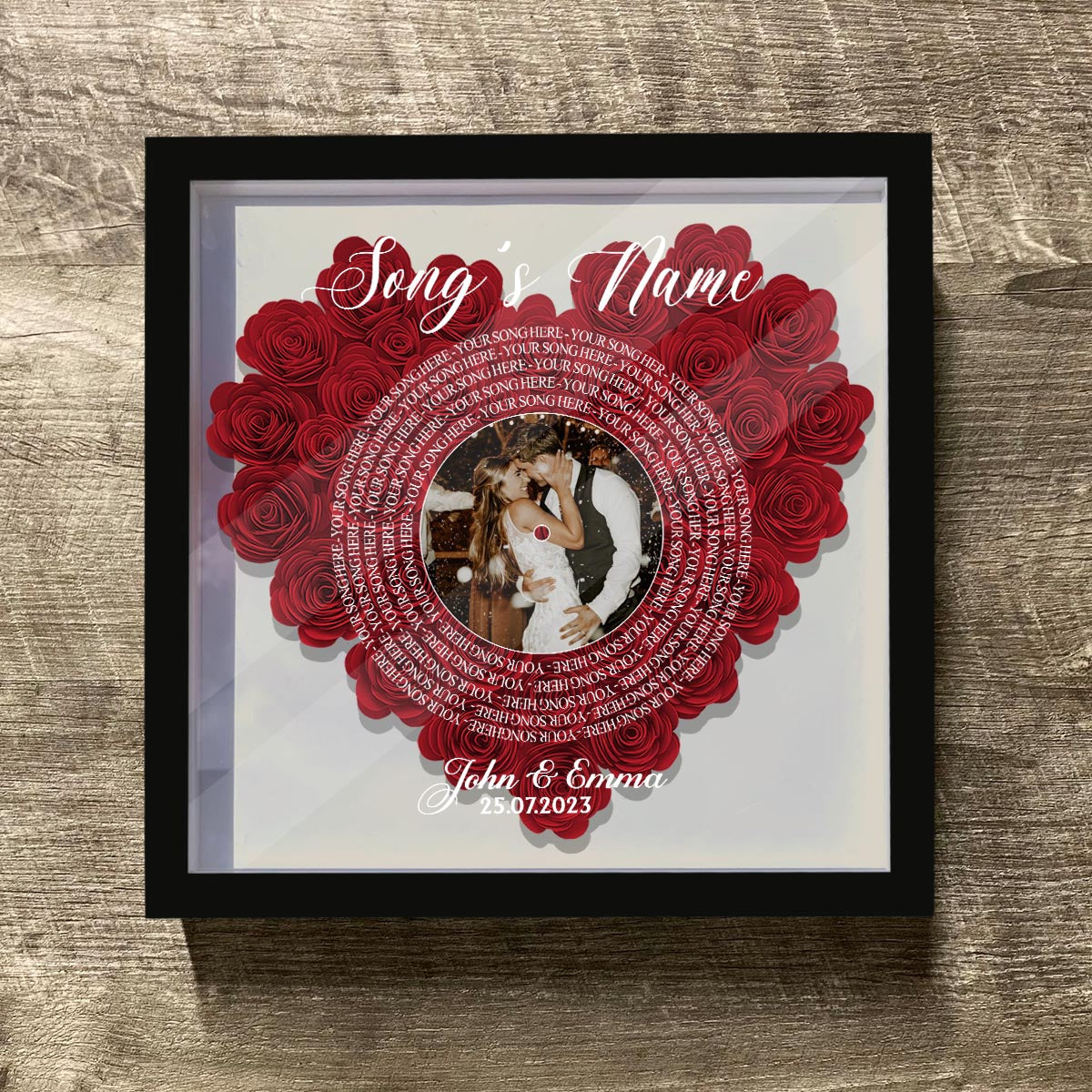 First Dance Song - Personalized Husband And Wife Flower Shadow Box