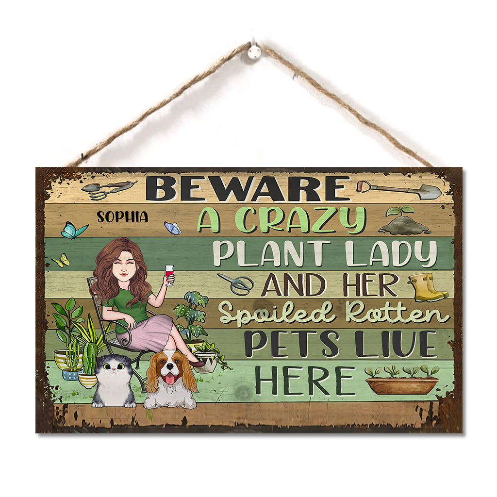 Crazy Plant Lady - Personalized Gardening Rectangle Wood Sign