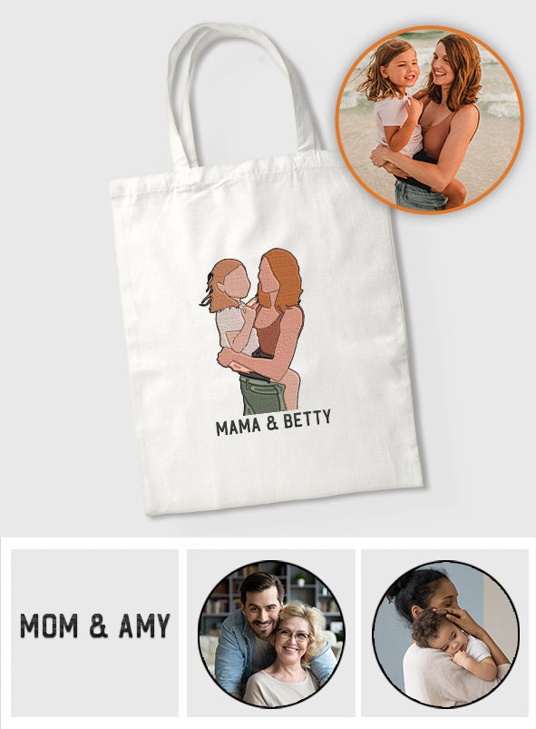 Custom 2D Photo - Personalized Step Mom Embroidered Tote Bag