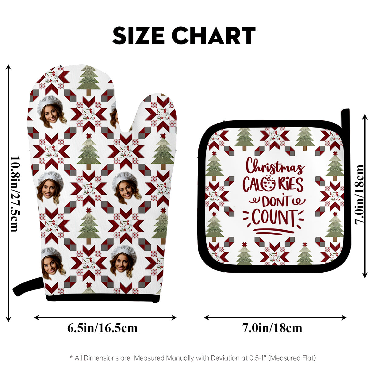 Christmas Calories Don't Count - Personalized Baking Oven Mitts