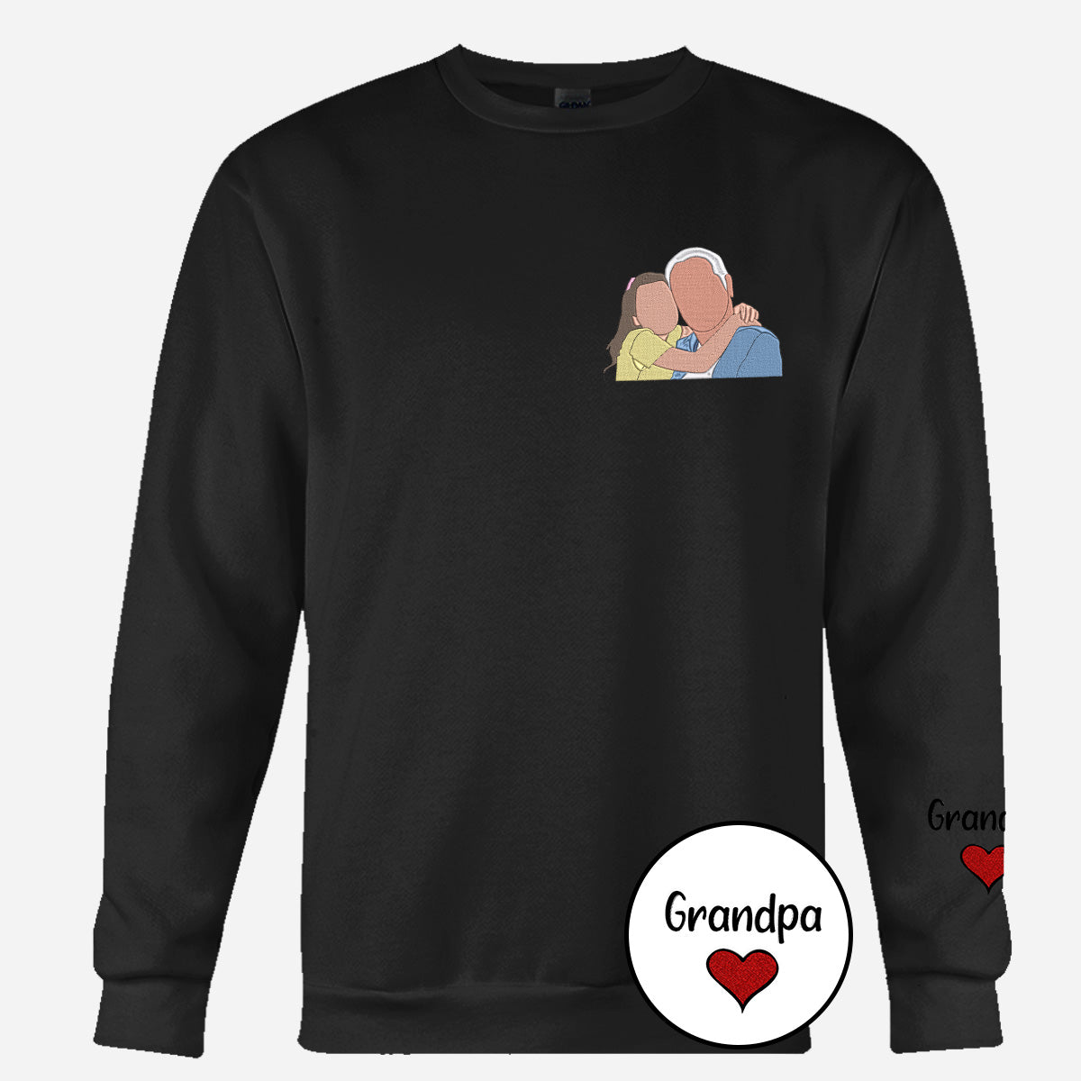 Custom 2D Photo - Personalized Grandpa Embroidered Sweater